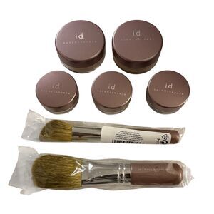 bare Minerals Eyeshadow/Eyecolor/Glimpse Lot of 5 & 2 Makeup Brushes